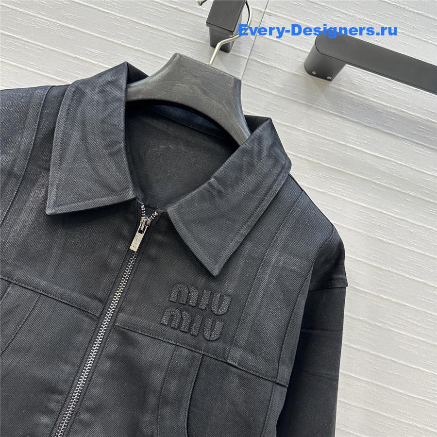 Miu Miu black cropped denim jacket