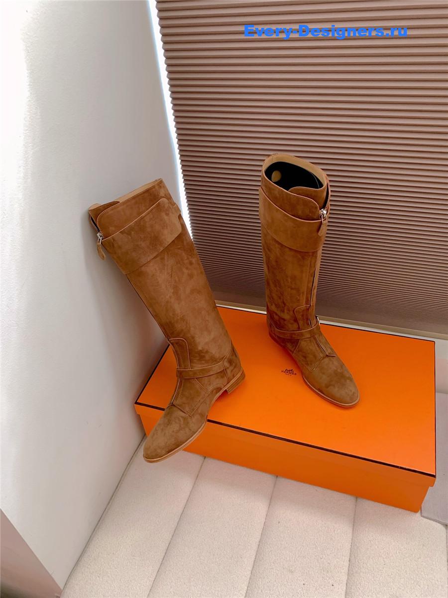 H**me5 brown suede front zip riding boot