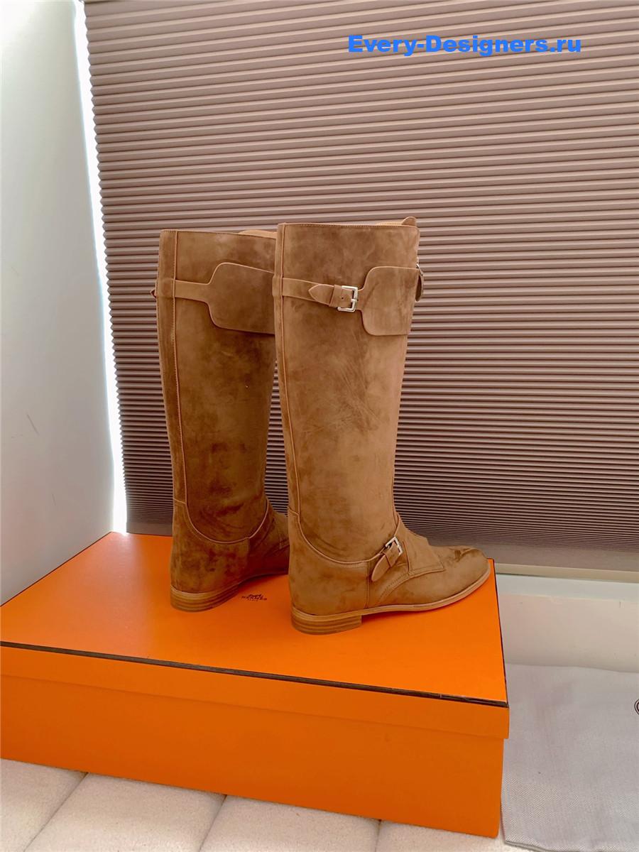 H**me5 brown suede front zip riding boot