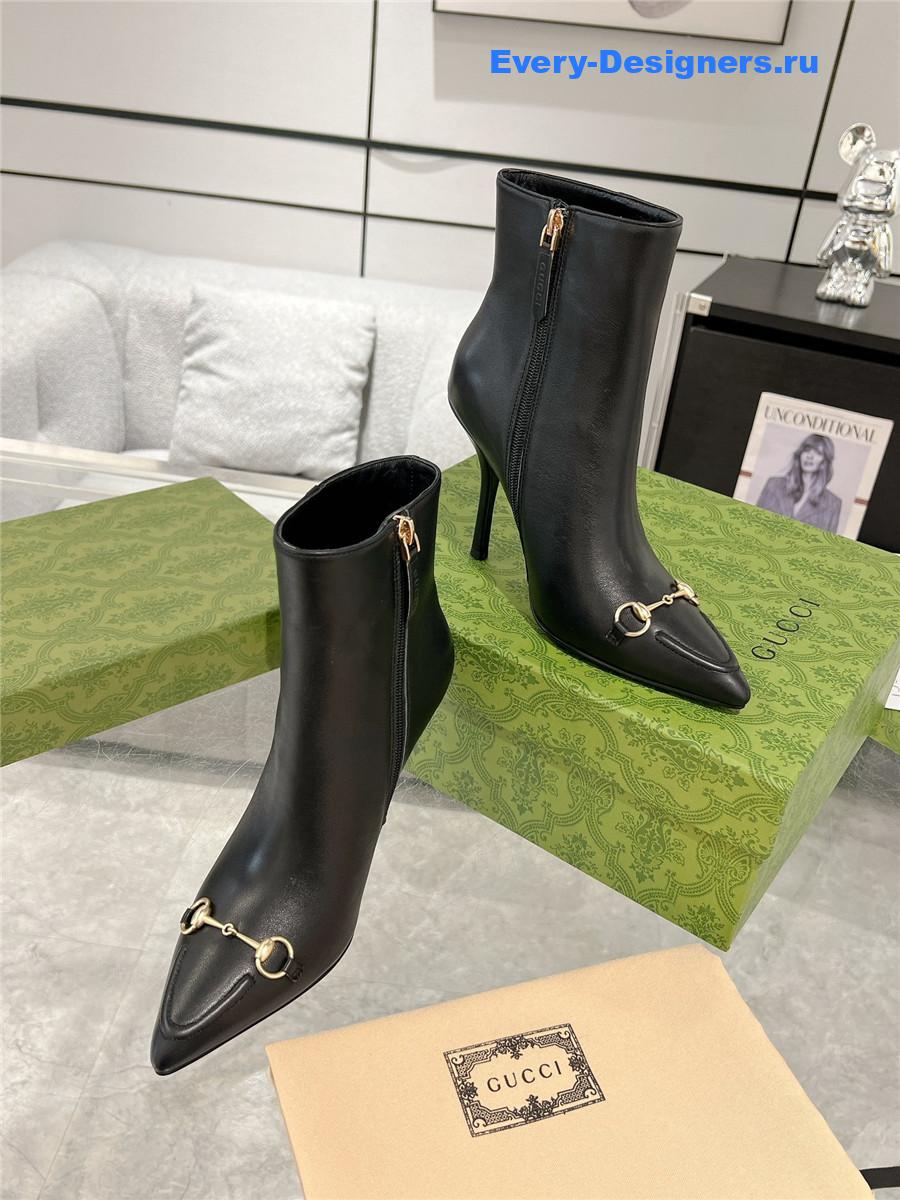 Gvc*1 black leather horsebit ankle booties