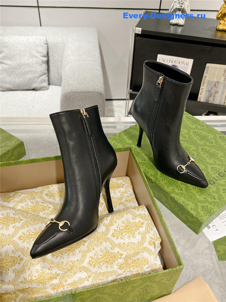 Gvc*1 black leather horsebit ankle booties