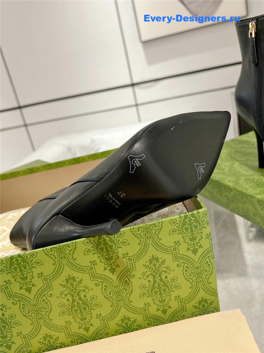 Gvc*1 black leather horsebit ankle booties