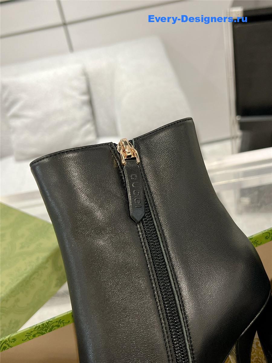 Gvc*1 black leather horsebit ankle booties