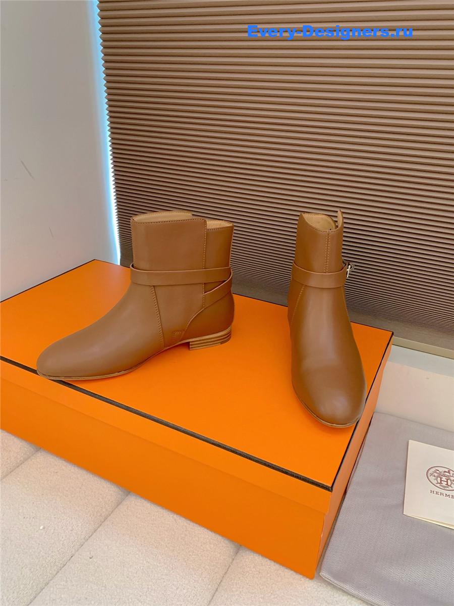 H**me5 brown calfskin neo low boots