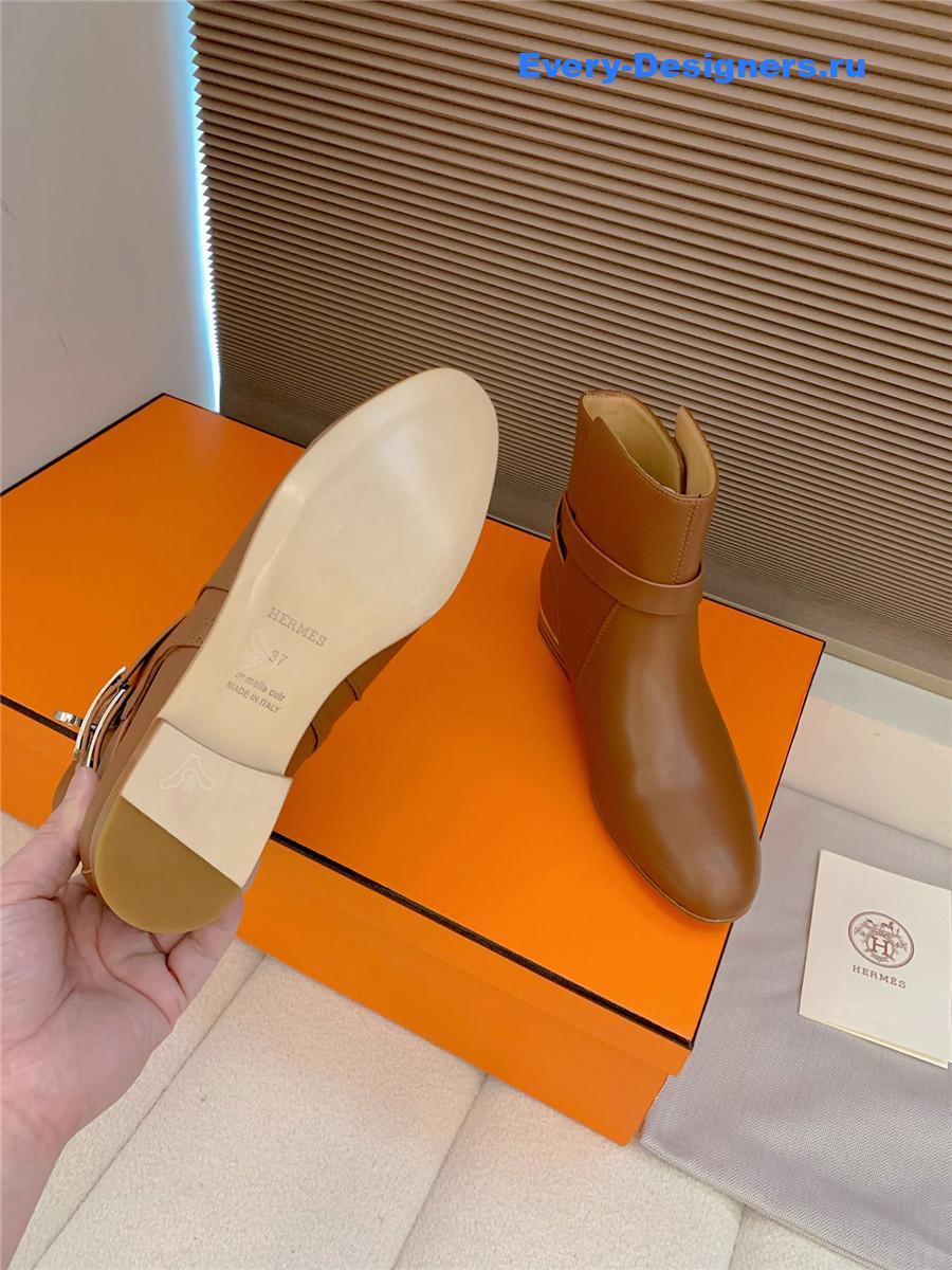 H**me5 brown calfskin neo low boots