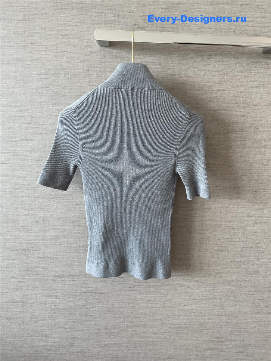 Miu Miu Grey Cotton Half-zipper Sweater