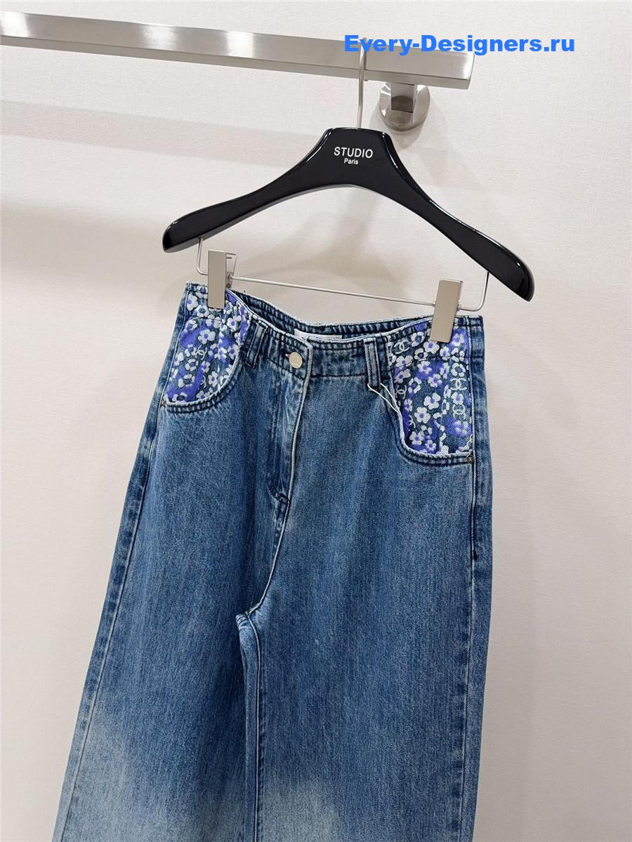 Ch**el denim blue ladies flared jeans