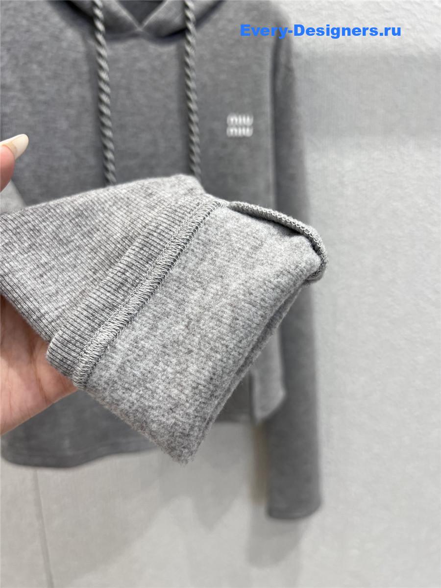 Miu Miu Grey Hooded Sweatshirt & Wide-Leg Pants Set