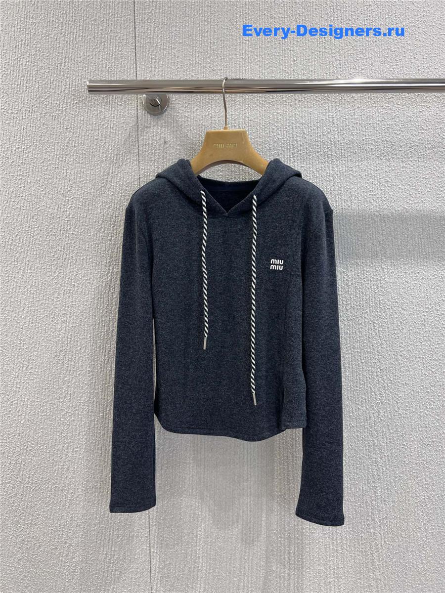 Miu Miu Black Hooded Sweatshirt & Wide-Leg Pants Set