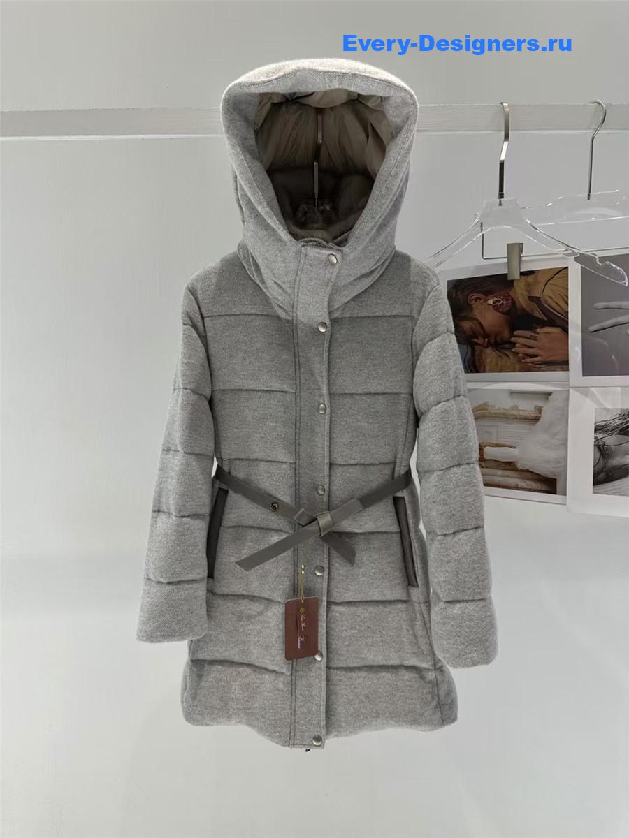 L0r0 P1ana mink cashmere grey tie-waist coat