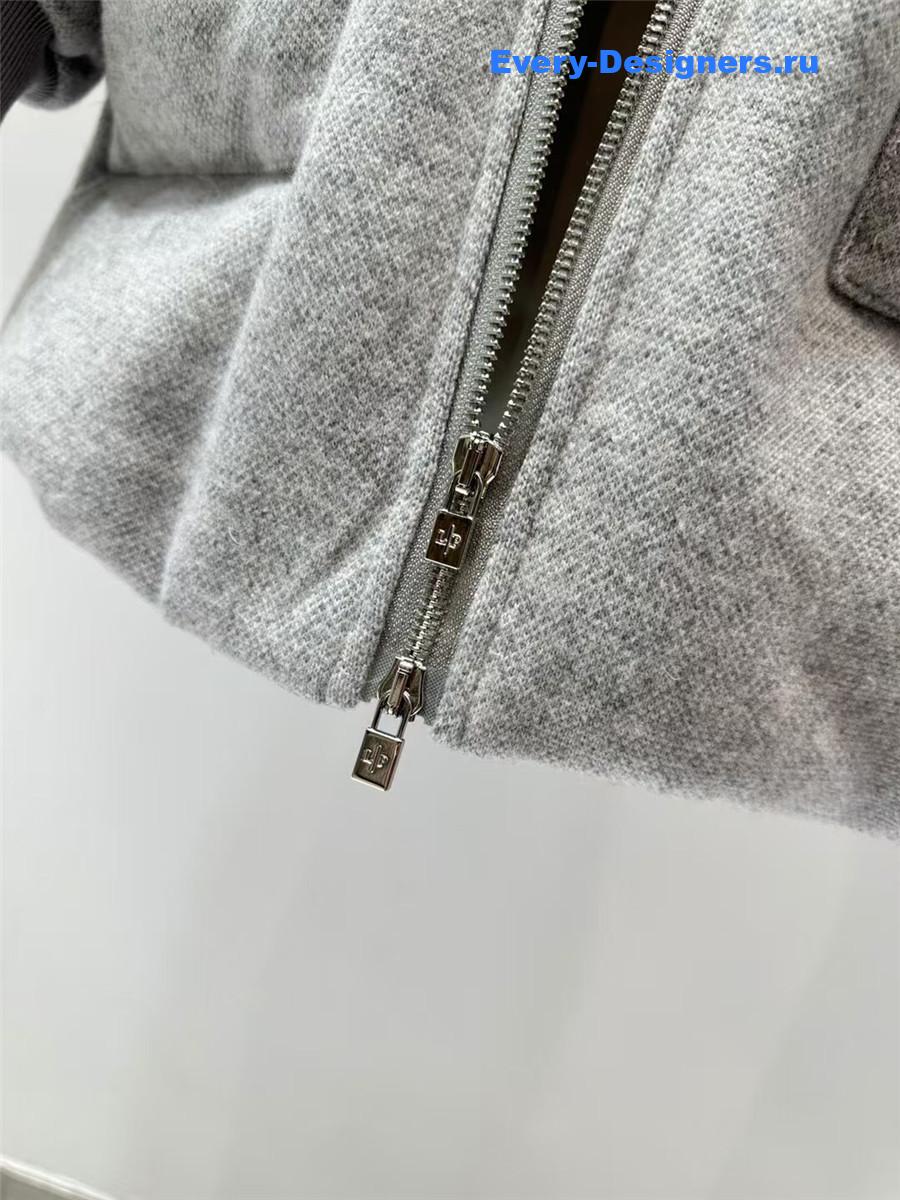 L0r0 P1ana gray mink cashmere crew neck hooded jacket