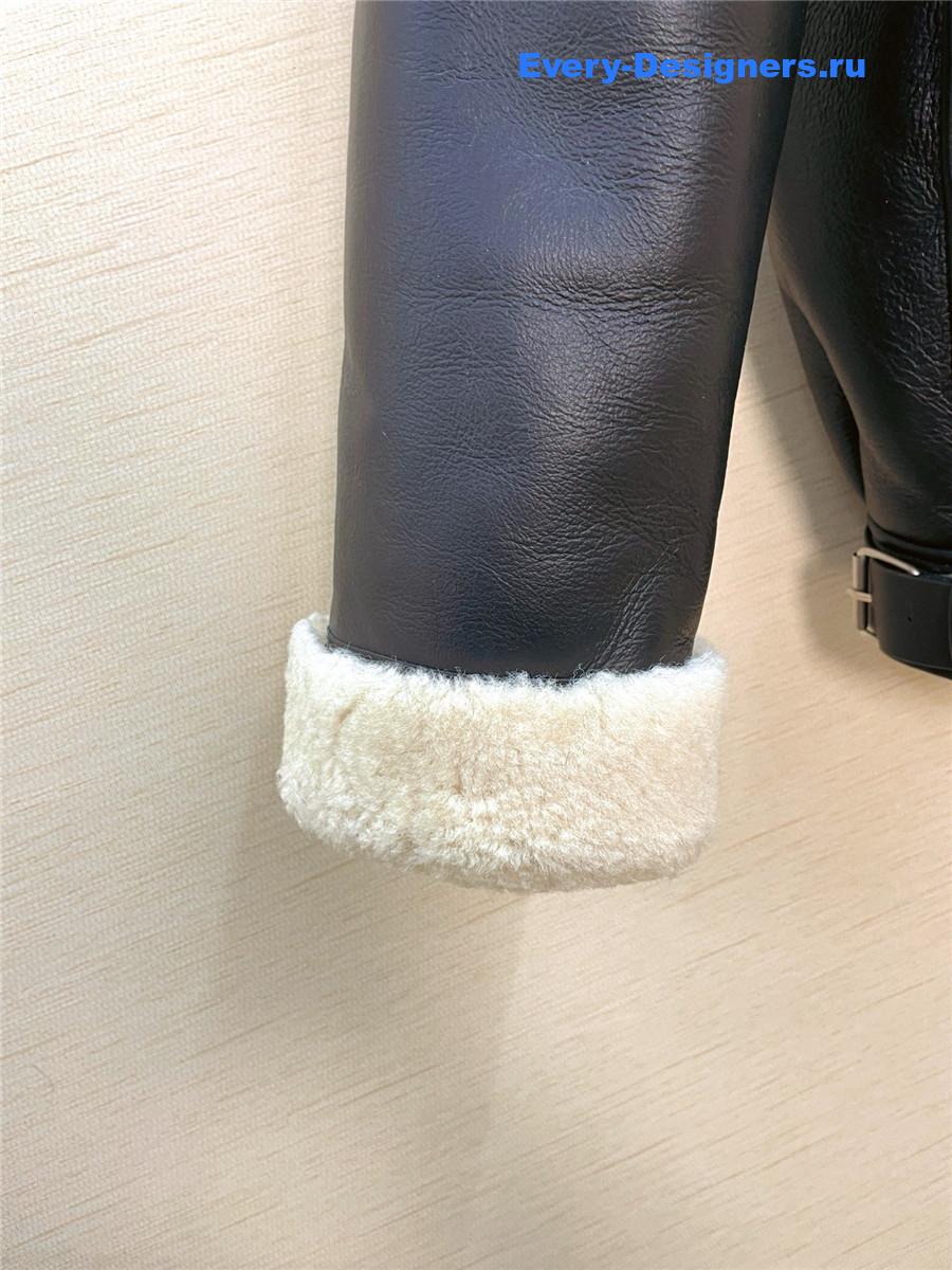 Ce1i*e lack suede shearling coat