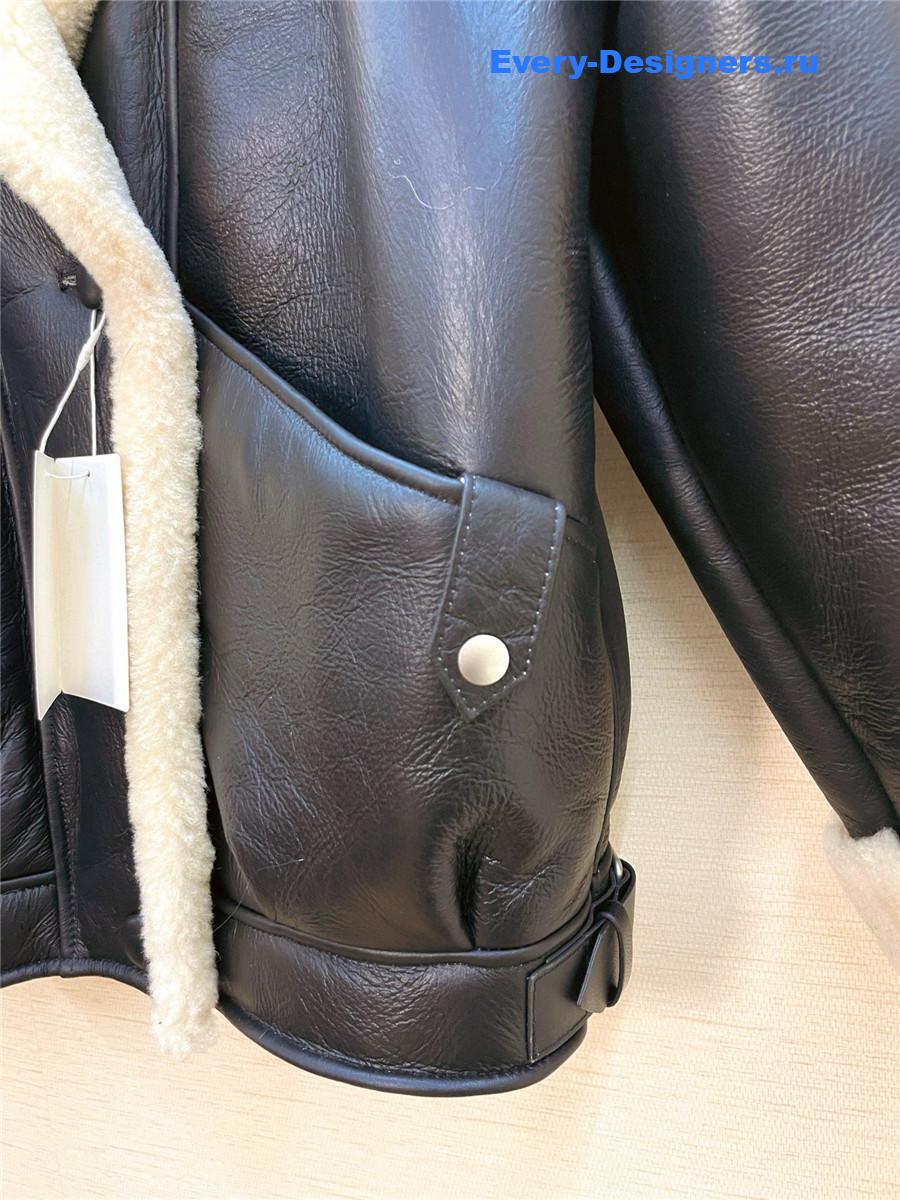 Ce1i*e lack suede shearling coat