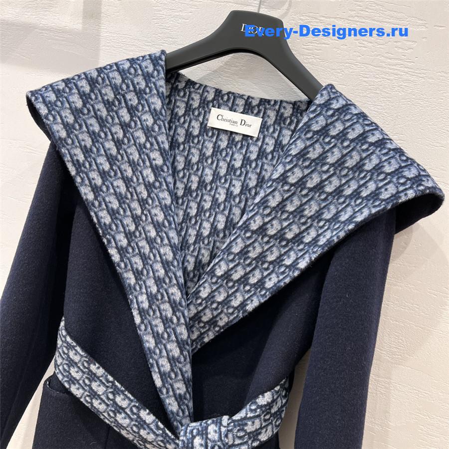 D10r blue double wool hooded coat