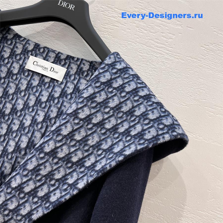 D10r blue double wool hooded coat