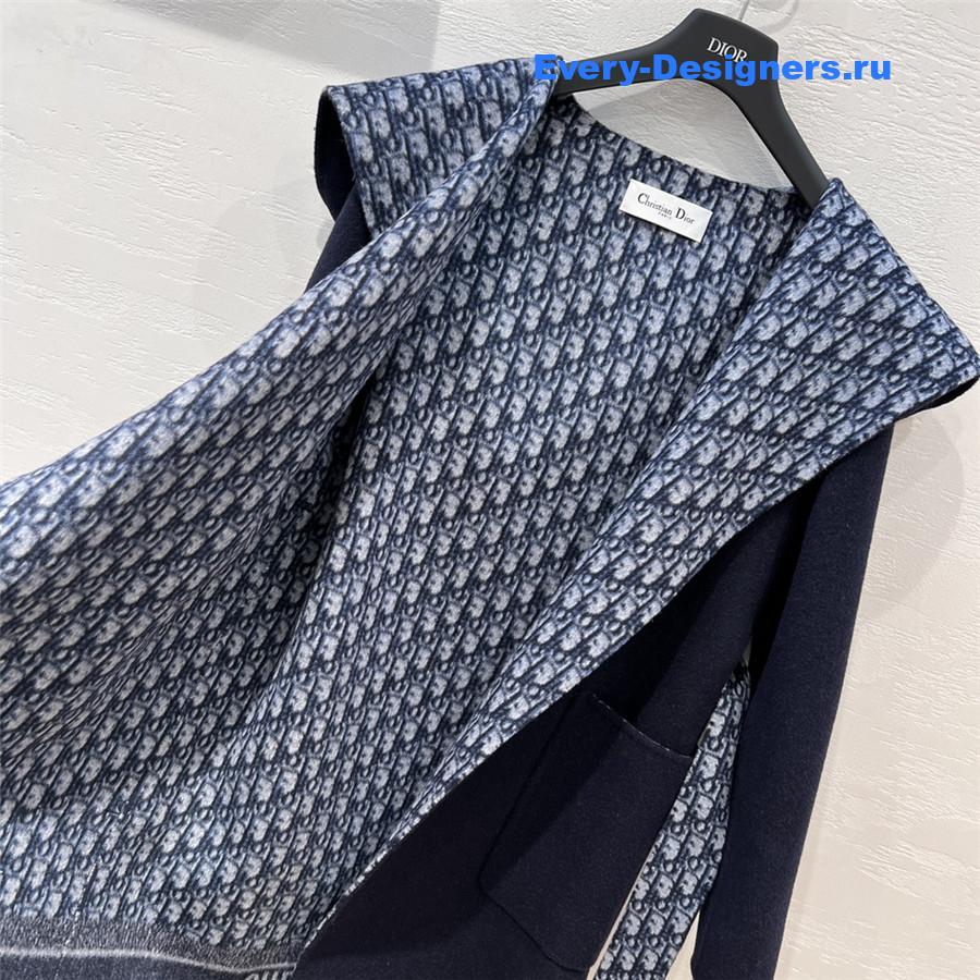 D10r blue double wool hooded coat