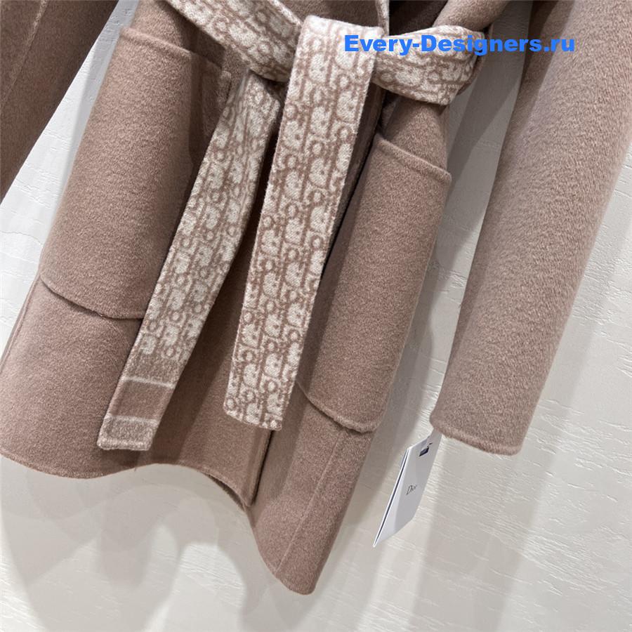 D10r beige double wool hooded coat