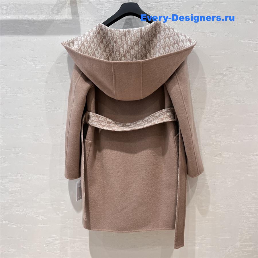 D10r beige double wool hooded coat