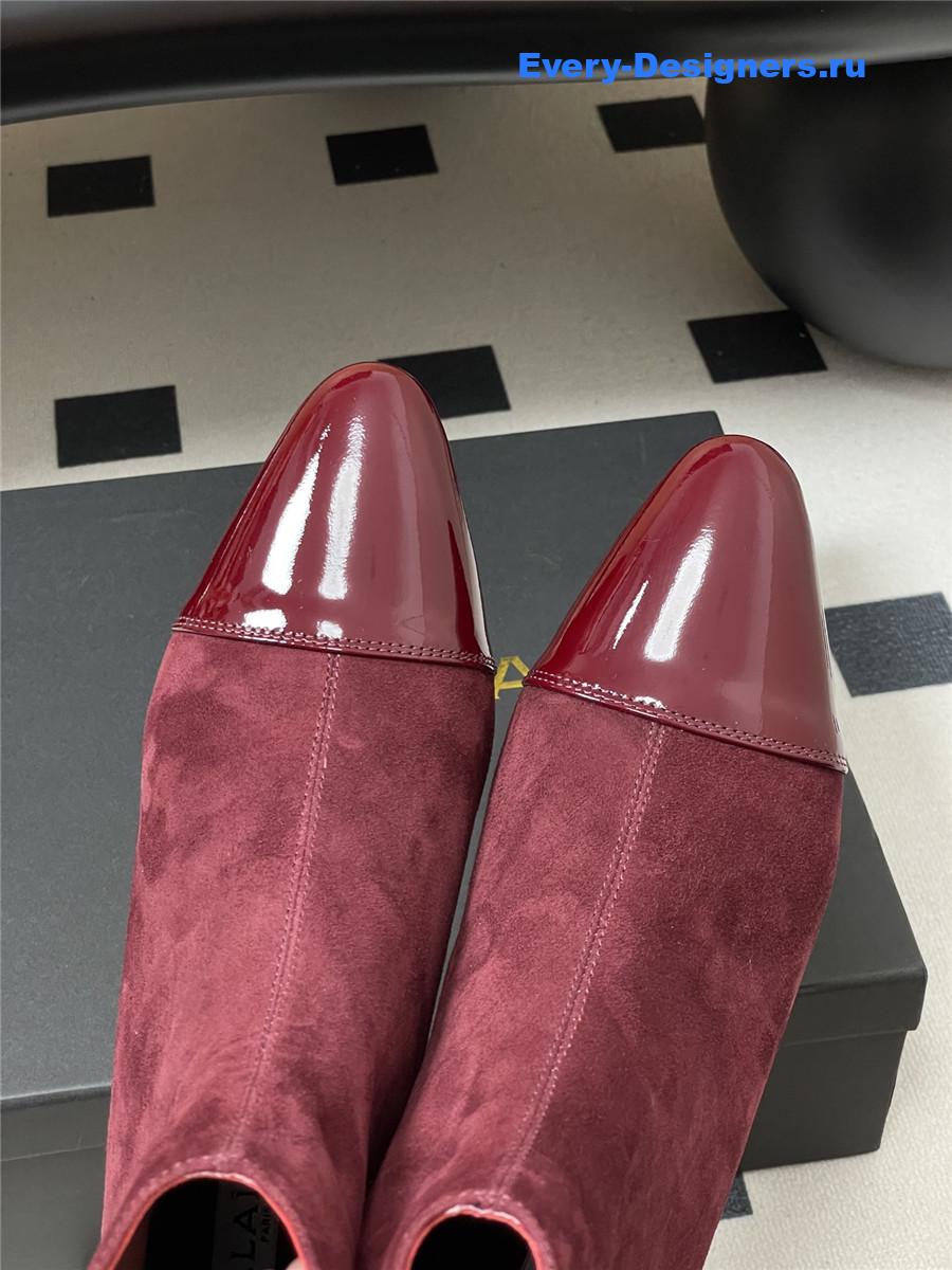 Alaia Burgundy Pointed Suede Ankle Boots