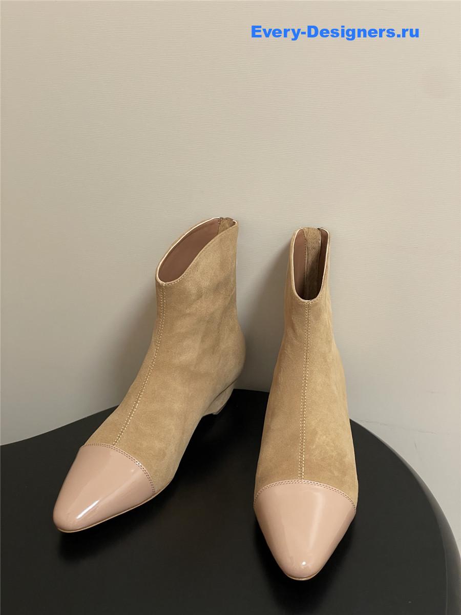Alaia Beige Pointed Suede Ankle Boots