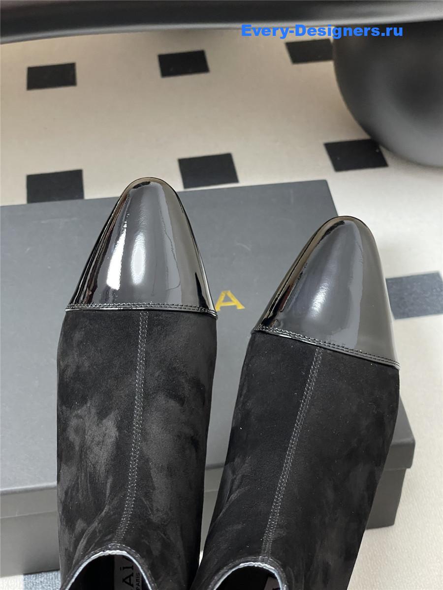 Alaia Black Pointed Suede Ankle Boots