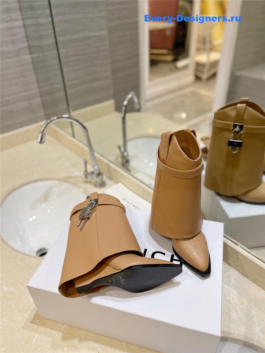 Givenchy 60mm Shark Lock Cowboy Brown Leather Boots