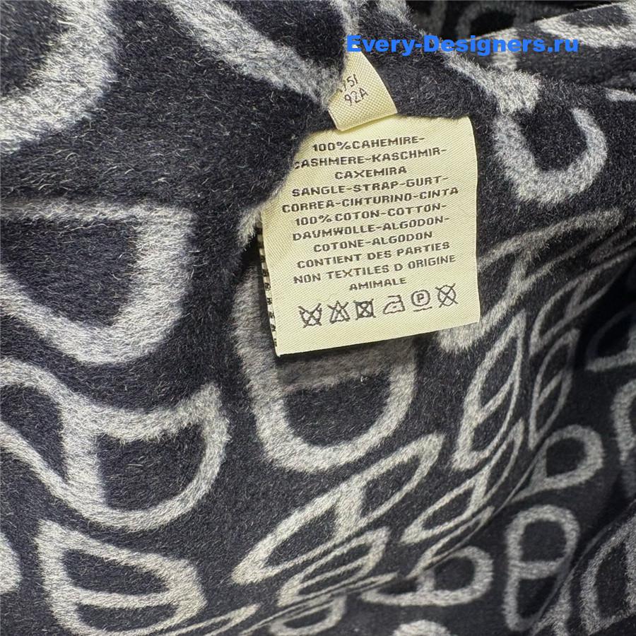 H**me5 navy double logo wool jacquard hooded coat