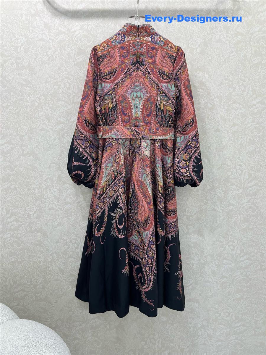 Zimm Printed linen and silk-blend organza midi dress