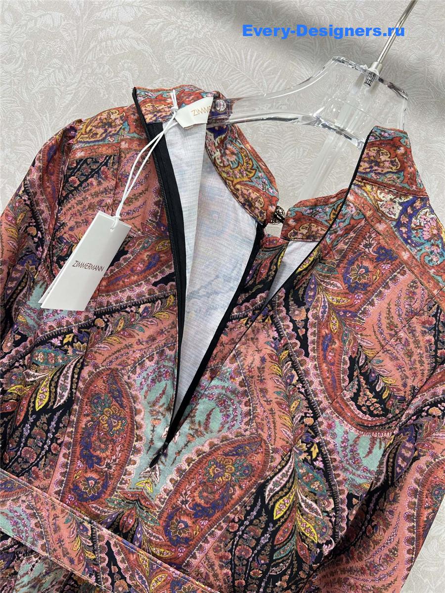 Zimm Printed linen and silk-blend organza midi dress