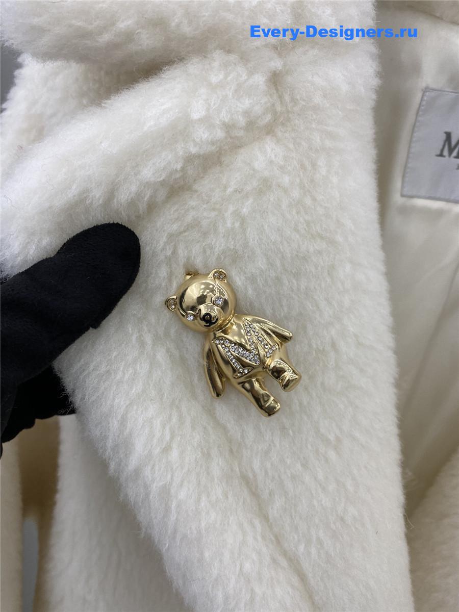 Max Mara White Alpaca Faux Fur Coat