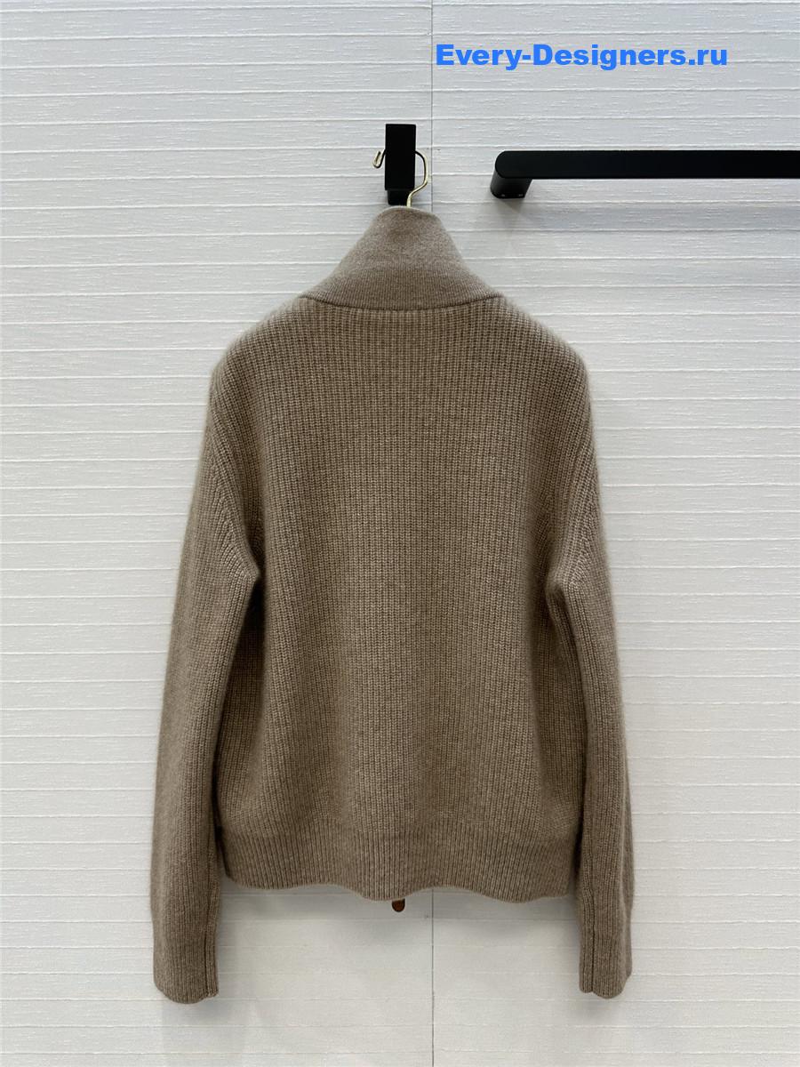 L0r0 P1ana brown cashmere knit mink fur coat