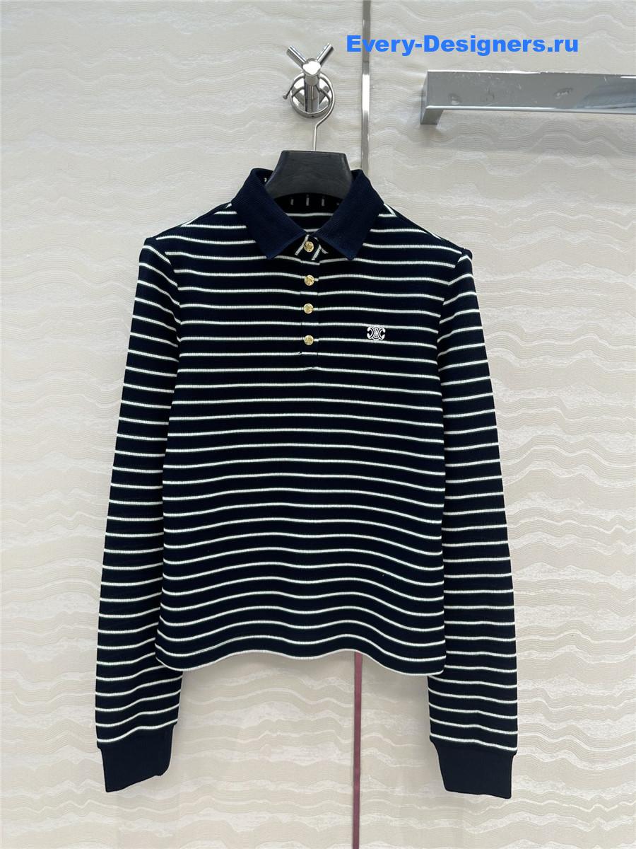 Ce1i*e striped cotton polo shirt
