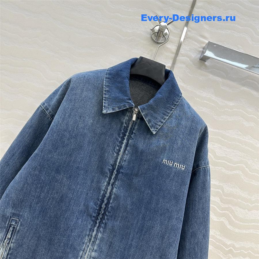 Miu Miu Navy Zip Denim Jacket