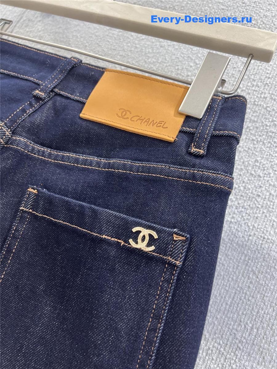 Ch**el blue wide leg denim jeans