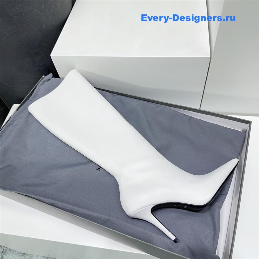 Ba1en*iaga white zipper pointed toe long boots