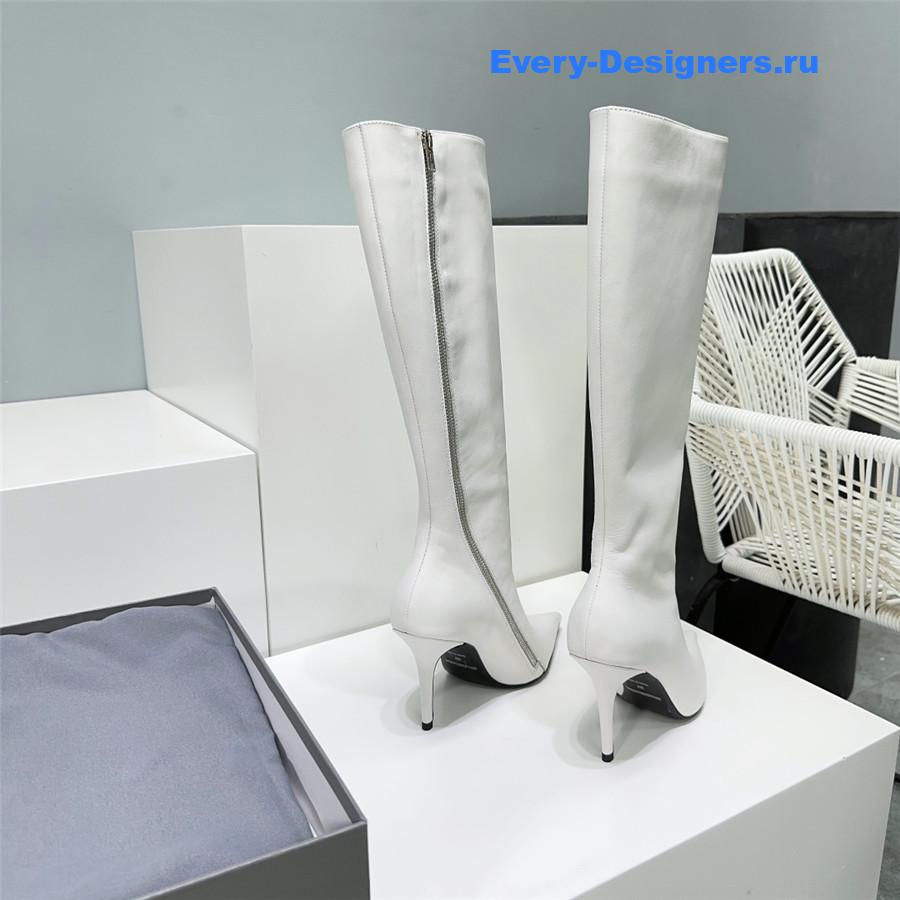 Ba1en*iaga white zipper pointed toe long boots