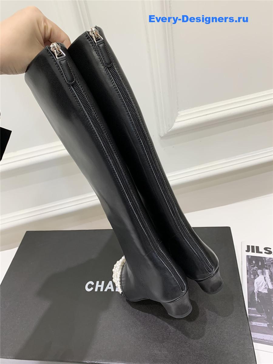 Ch**el black cc knee high boots