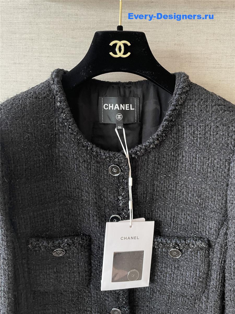 Ch**el black fantasy tweed wool jacket