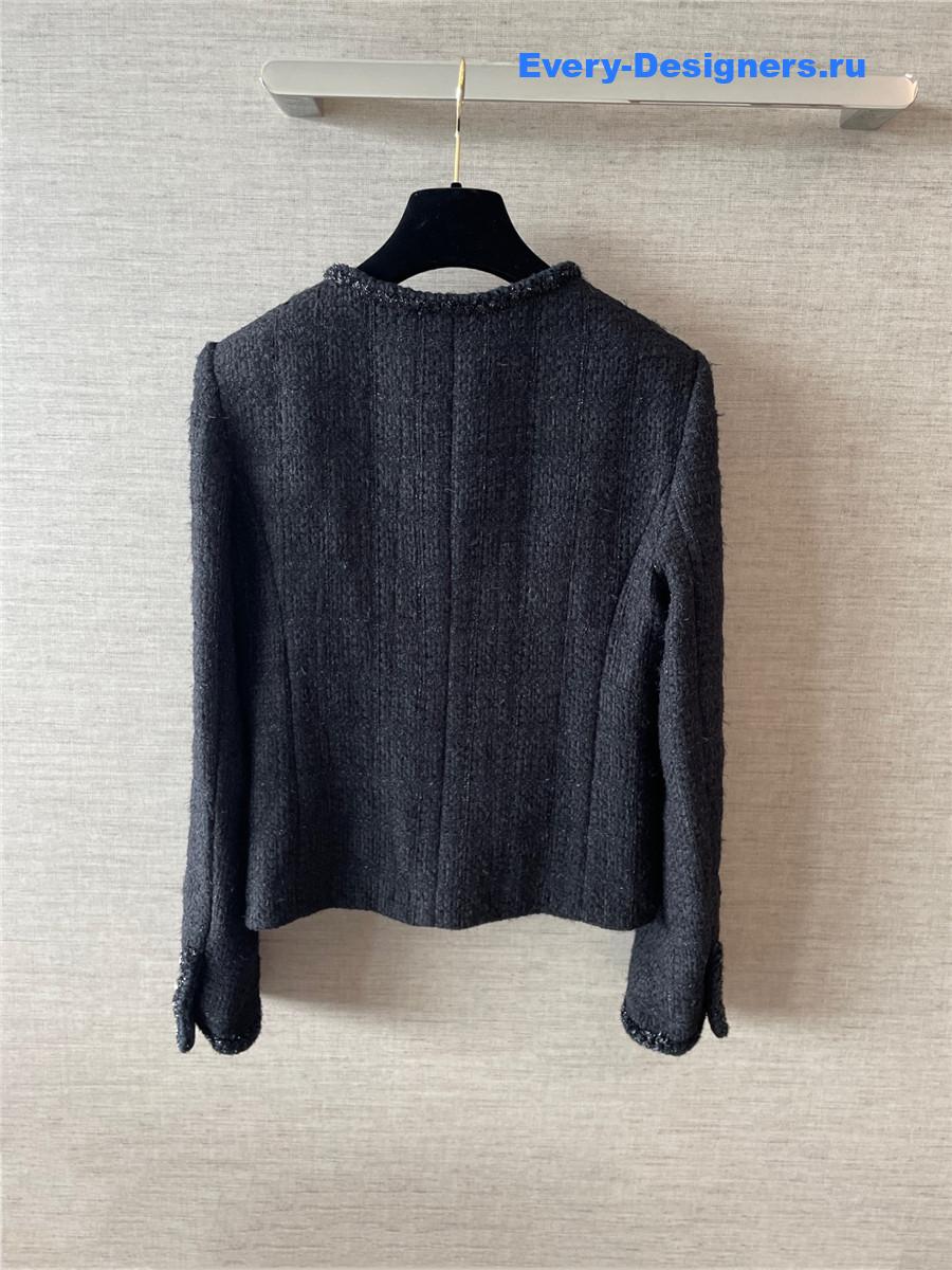 Ch**el black fantasy tweed wool jacket