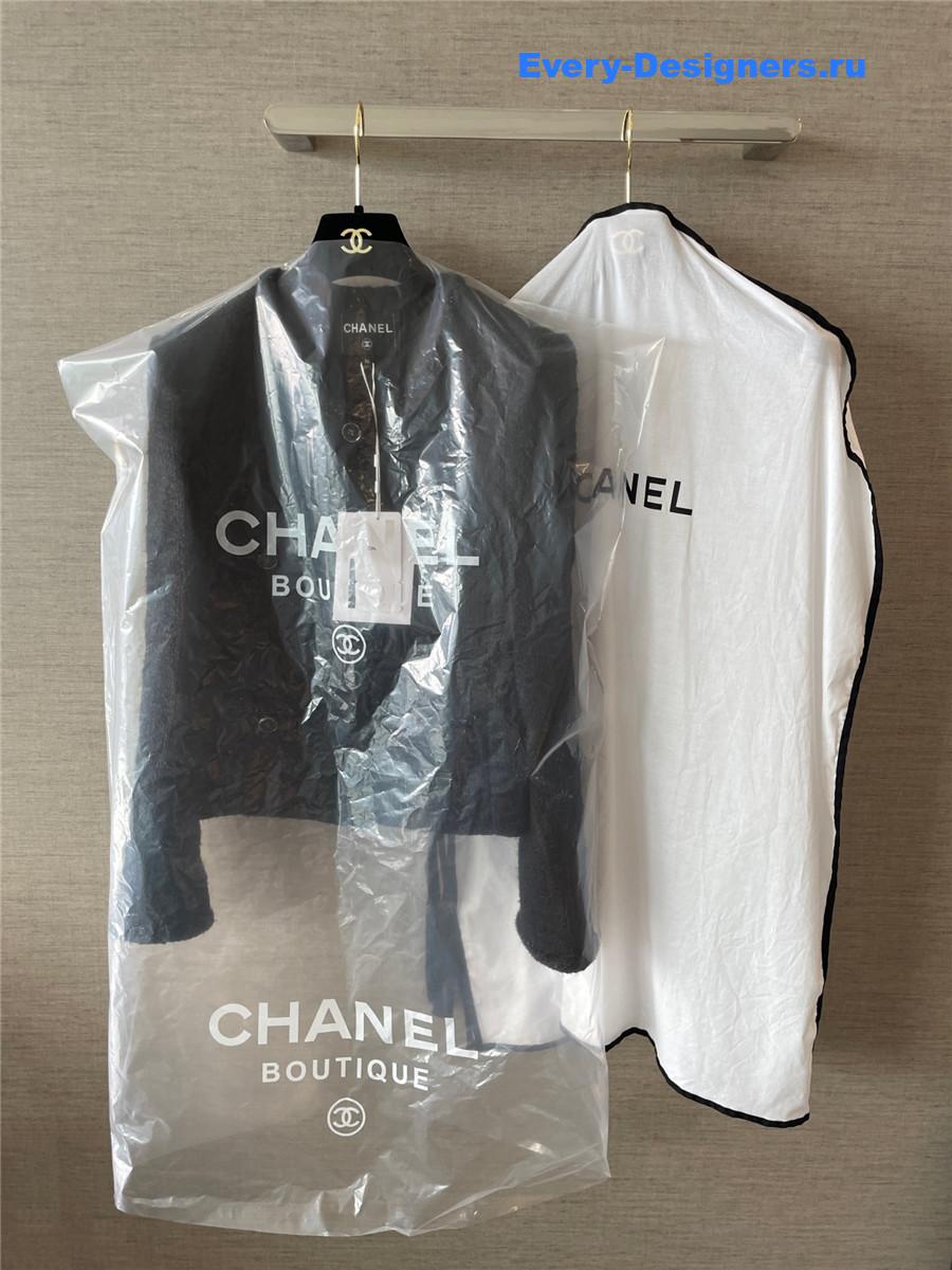 Ch**el black fantasy tweed wool jacket