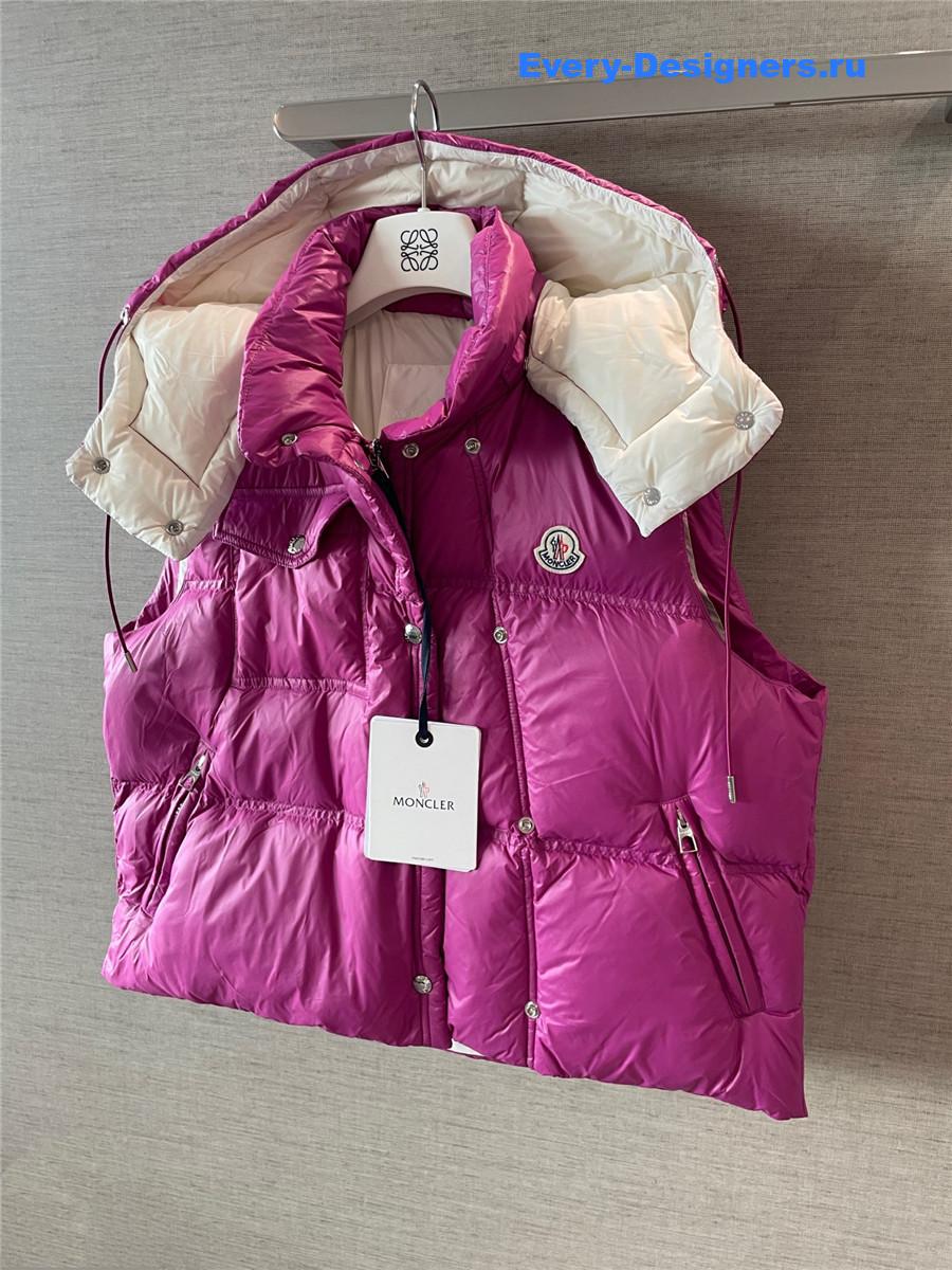 Moncler Pario Dark Pink Hooded Vest