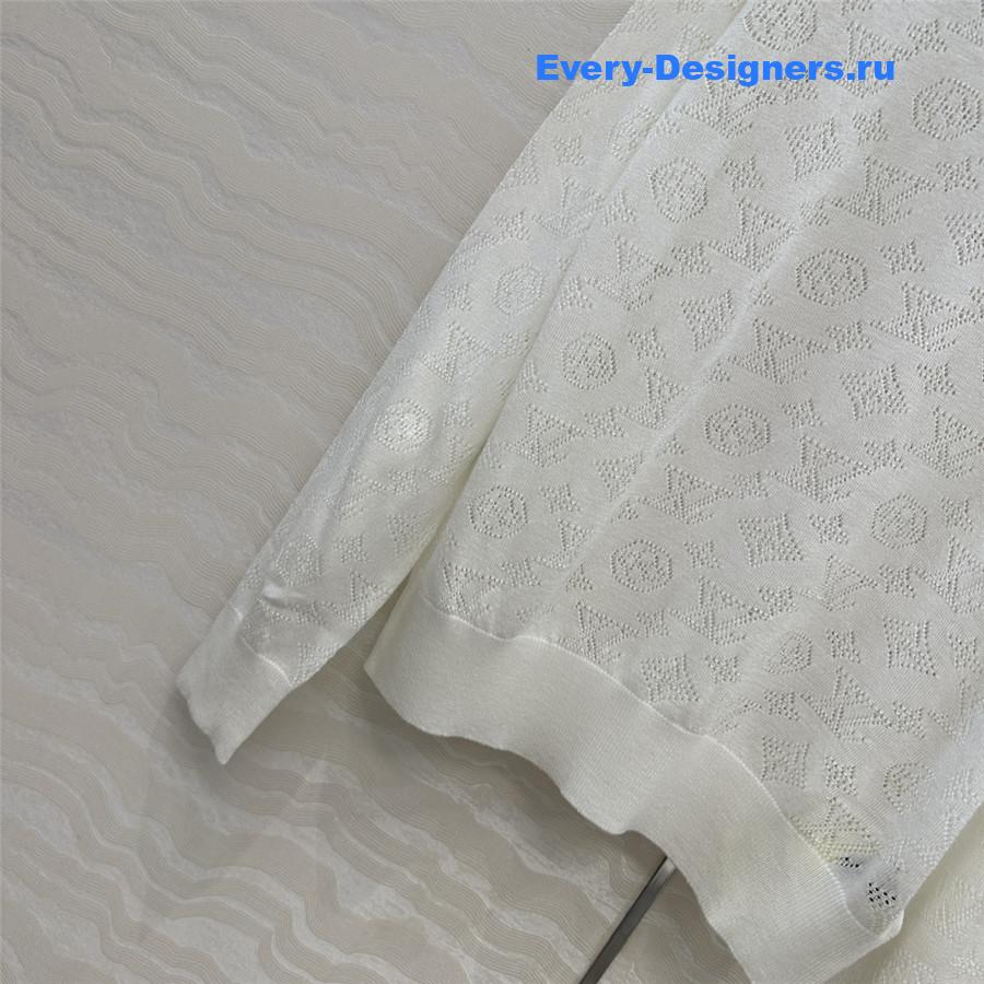 l0vis Vvtt0n monogram white knitted crew neck sweater