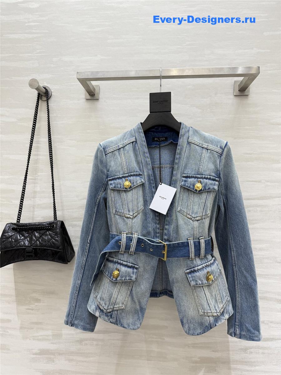 Balmain Belted Denim Jacket