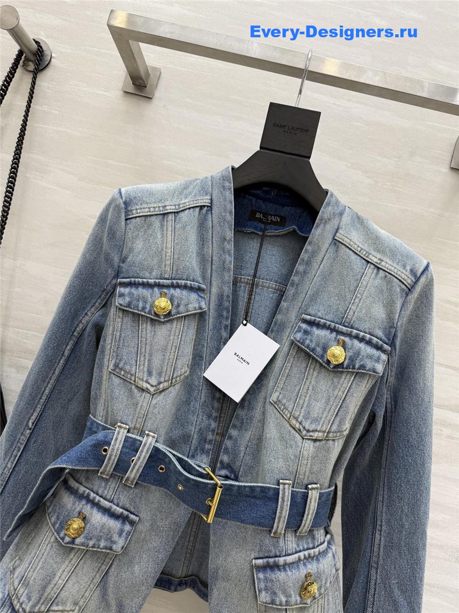 Balmain Belted Denim Jacket