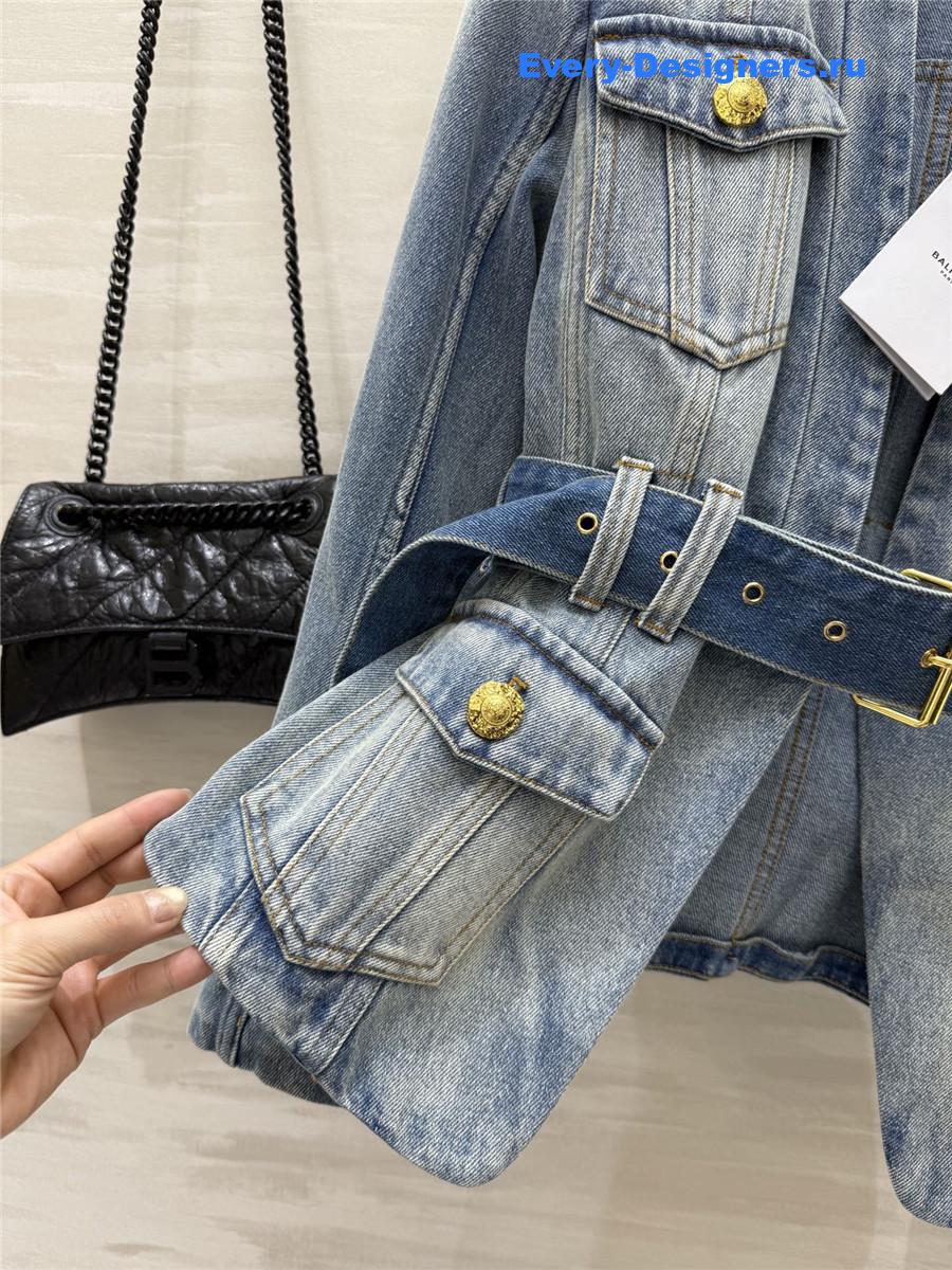 Balmain Belted Denim Jacket