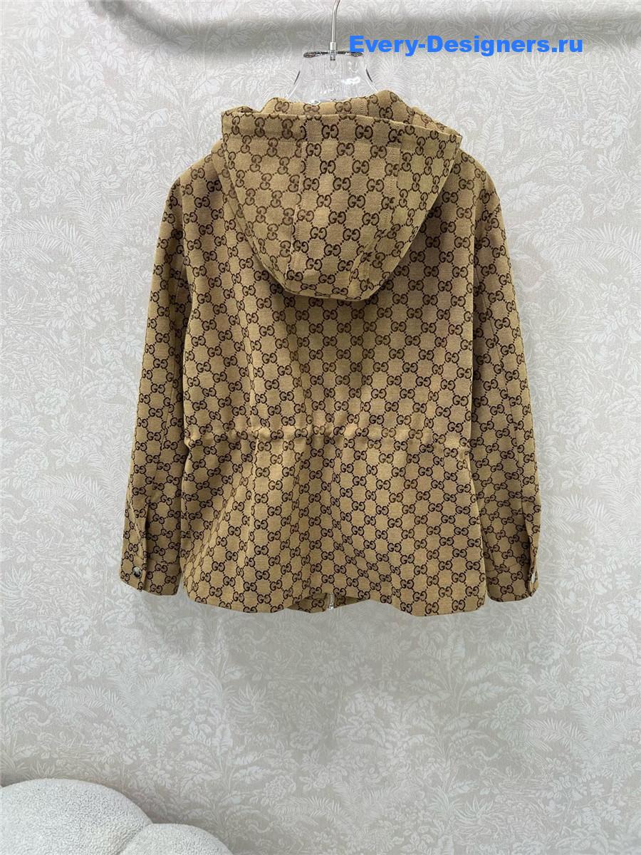 Gvc*1 gg brown hooded jacquard jacket