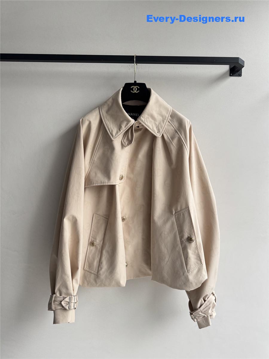 Ch**el cropped jacquard logo trench coat