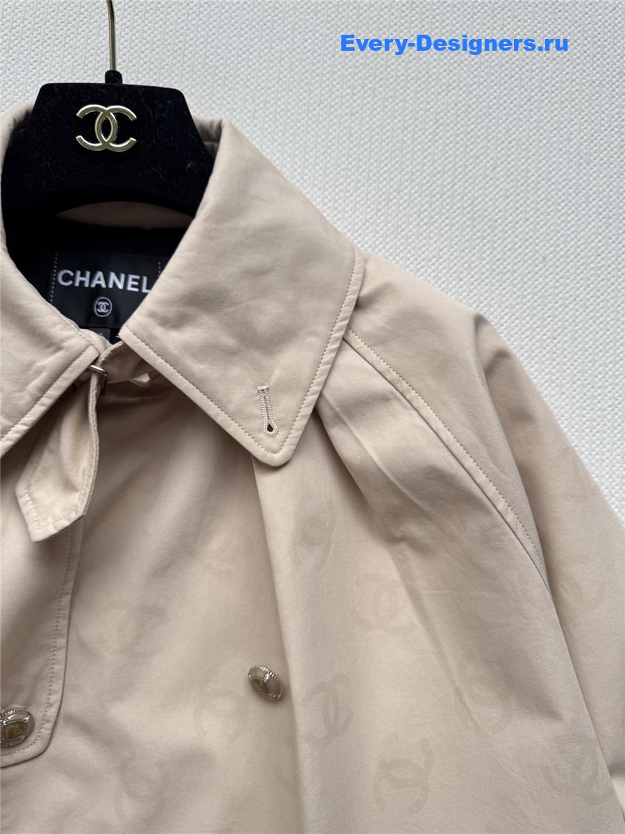 Ch**el cropped jacquard logo trench coat