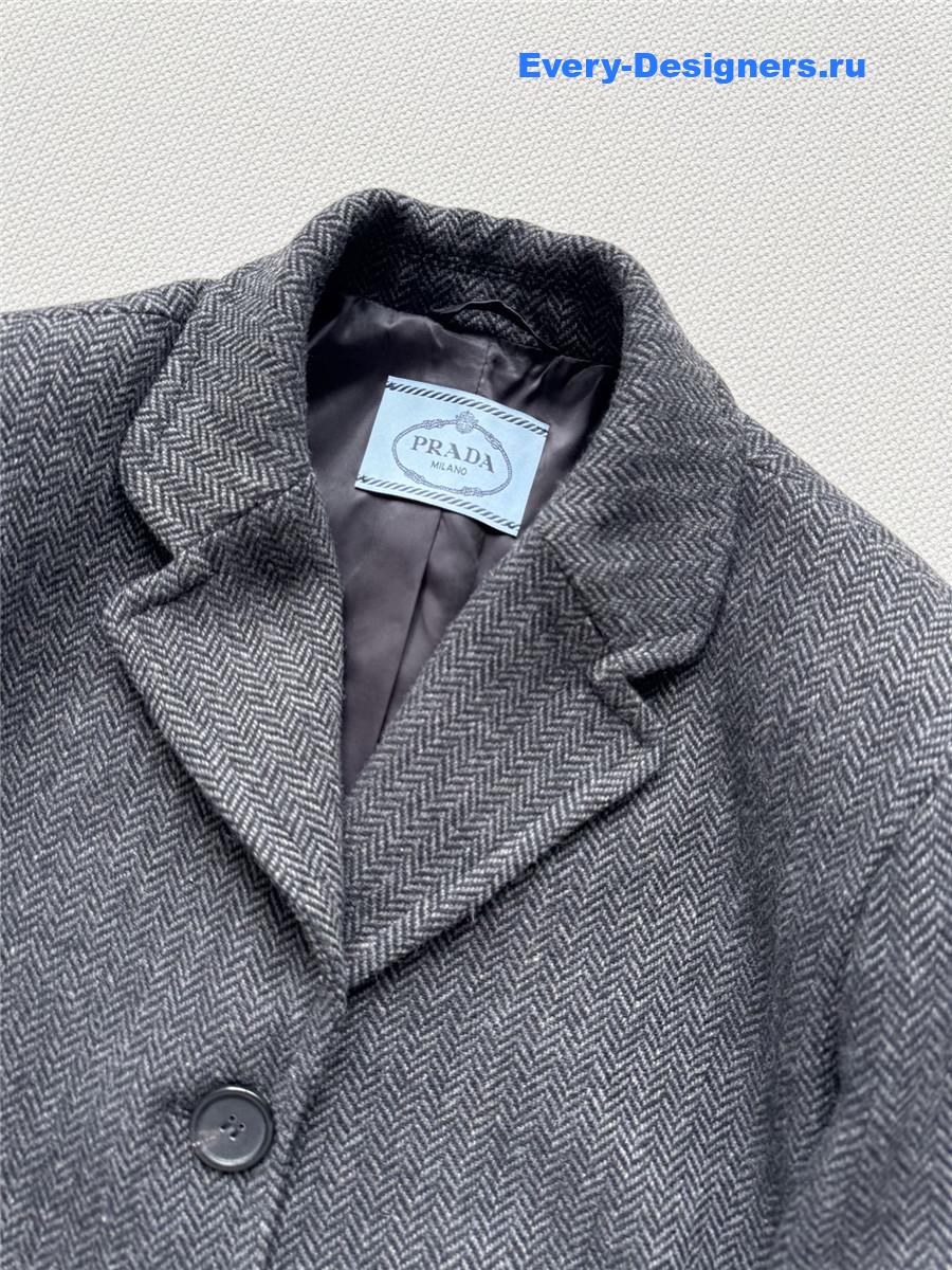 Pra*a single-breasted chevron wool jacket