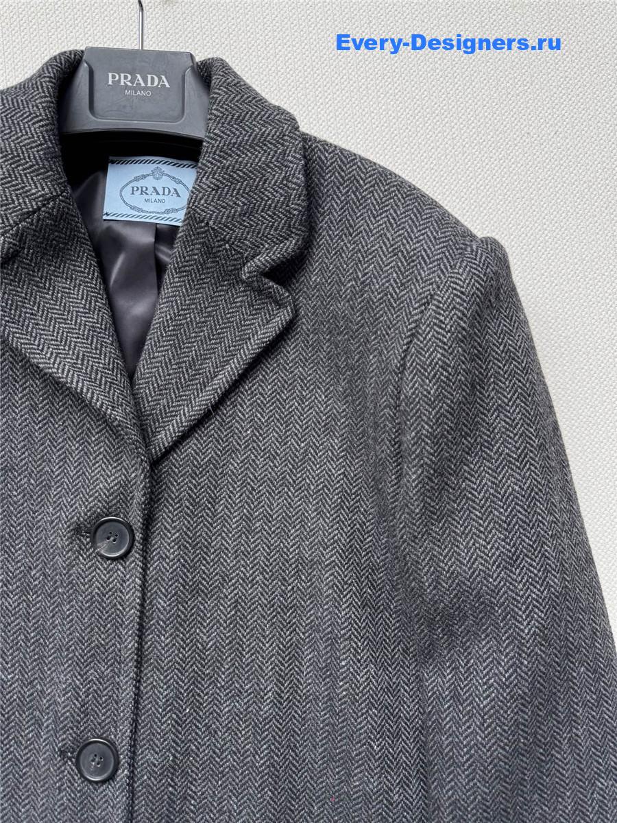 Pra*a single-breasted chevron wool jacket